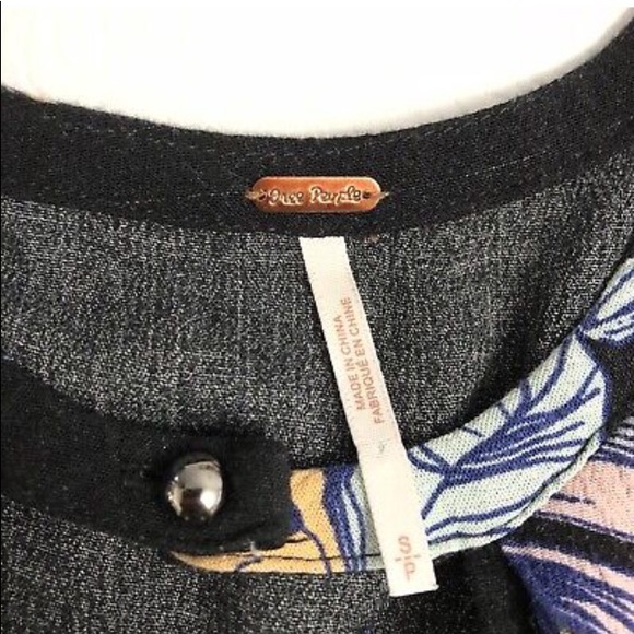 Free People Black Floral Tree Swing Tunic Dress EUC Size S - Picture 6 of 10